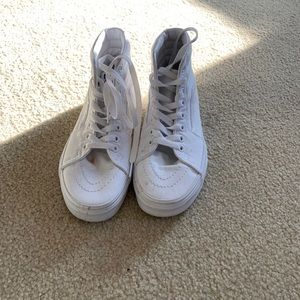 White Sk8 high vans old skool